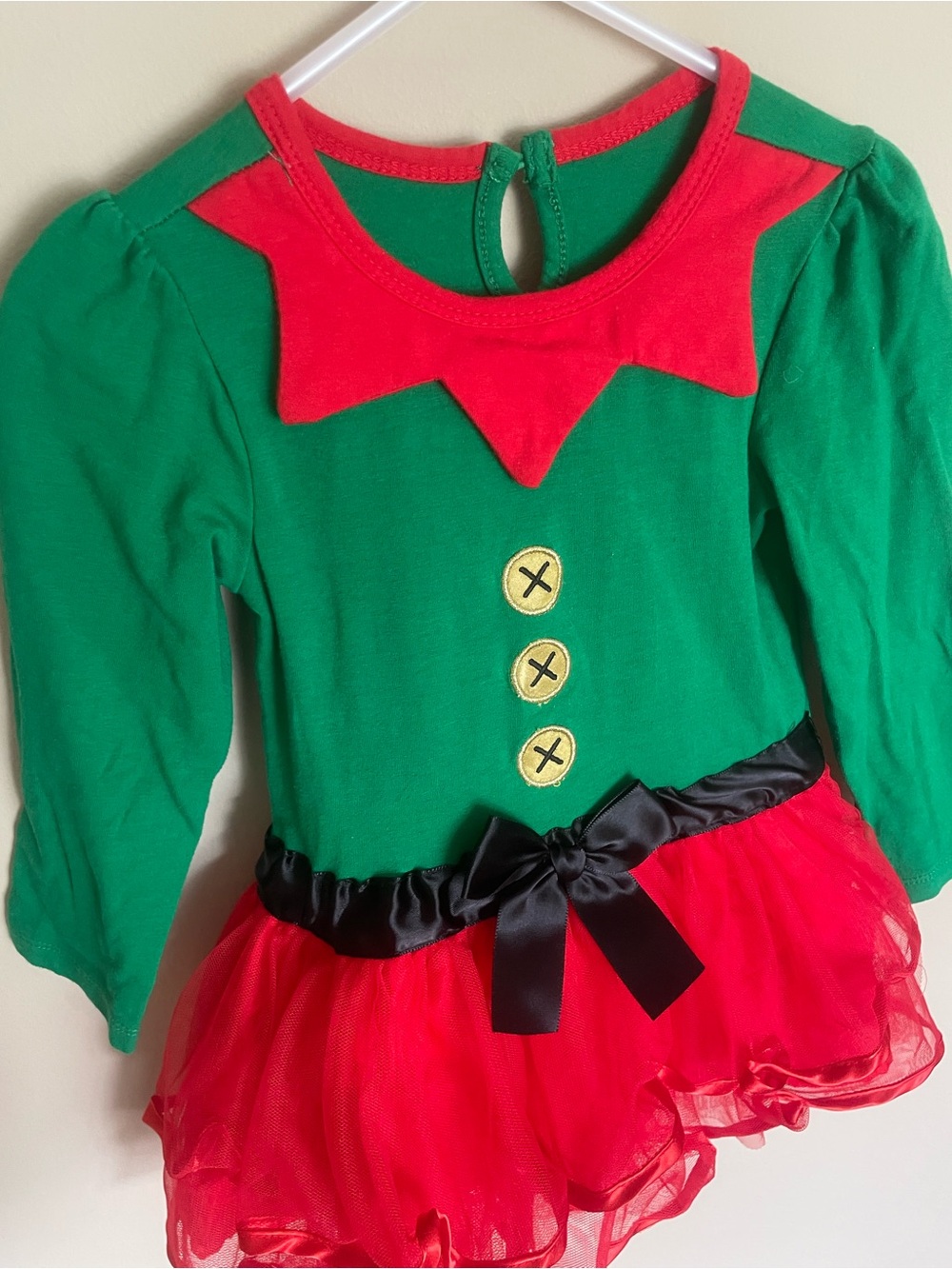 Koala Kids Green and Red Elf Tutu Dress
